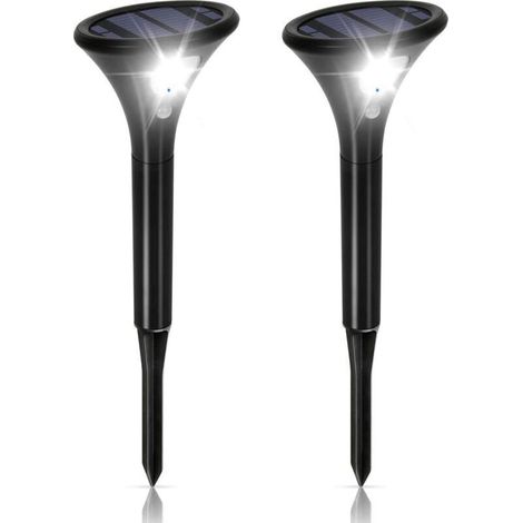 2 Packs Spot Solaire avec Détecteur de Mouvement IP65 Réglable pour Jardin et Sécurité (Blanc)
