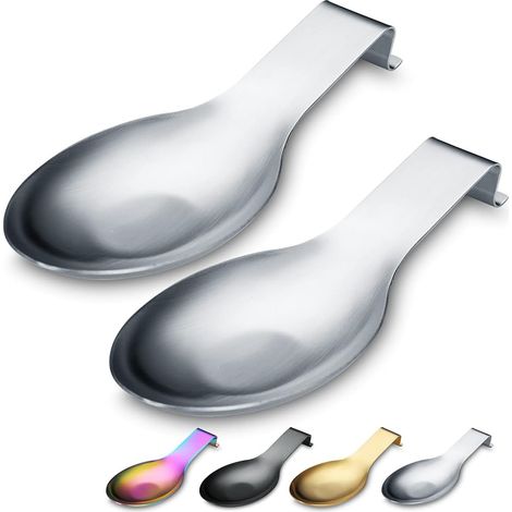 2 dessous de plat pour cuillères à soupe, en acier inoxydable, design élégant, résistant à la chaleur, idéal pour cuisine et service (1/5)