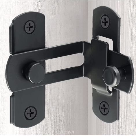 Loquet de porte extérieure, loquet de porte de grange, crochet de porte coulissante en acier inoxydable, verrou de porte coulissante, crochet de sécurité pour porte, fenêtre et armoire (90°, 10 cm, No (1/5)