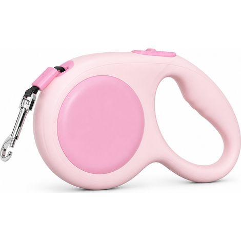 Rose 3 m laisse rétractable plastique petit chien promenade (1/5)