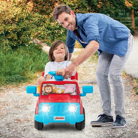 Voiture Électrique pour Enfant 6V Voiture Porteur avec Effets Sonores Démarrage à un Bouton Gobelet de Rangement Lumières LED Rouge (1/5)