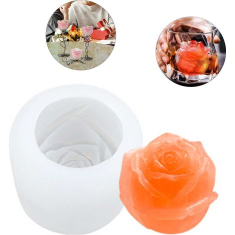 Moule à glaçons en silicone en forme de rose pour congeler des bougies au chocolat blanches (1/5)