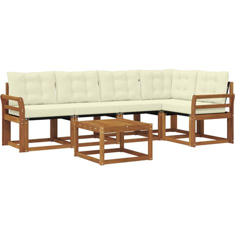 Outdoor Sofa Set with Cushion 6 pcs Natural and Cream vidaXL