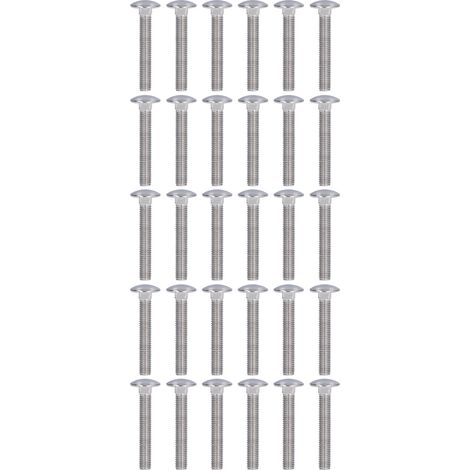 Boulons à tête ronde collet carré M10x60 en acier inoxydable A2-70, lot de 30 pièces pour machines et équipements mécaniques. (1/5)