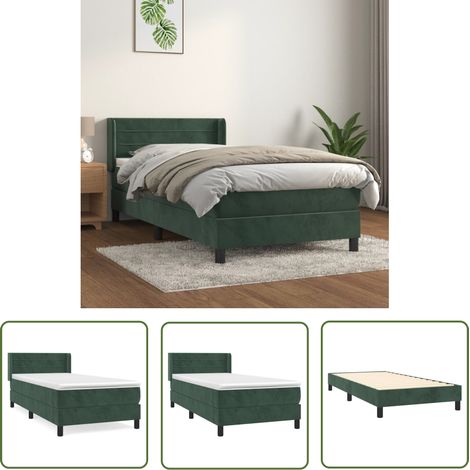 The Living Store Boxspringbett mit Matratze Dunkelgrün 100x200 cm Samt - Samtbett - Boxspringbett - Doppelbett - Bettauflage - Liegekomfort (1/5)