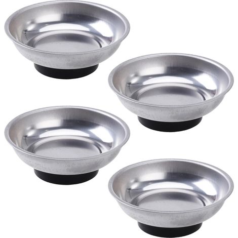 4 Pièces Bol Magnétique Rond en Acier Inoxydable Argenté Compact pour Outils et Petites Pièces, pour Applications Professionnelles Loisirs, Porte-outils Magnétique Pratique (1/5)