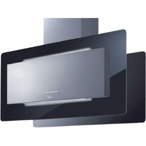 CAMPANA TRISIA ISOLA cm. 90x43 - Acero inoxidable, cristal negro - 800 m3/h (1/3)