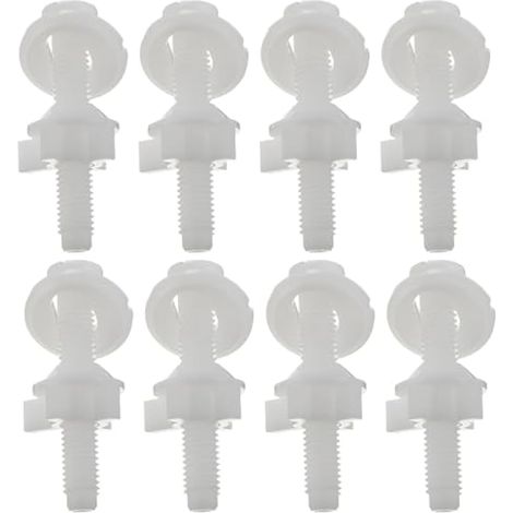Kit de 8 Vis et Écrous en Plastique Blanc pour Fixation D’Abattant de Toilette Boulons de Charnière Robustes et Solide Montage Facile pour Wc Anciens et Salle de Bain (1/5)