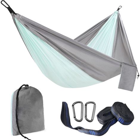 Filiyano-Hamac portable gris-vert 300 x 200 cm, lit hamac, camping