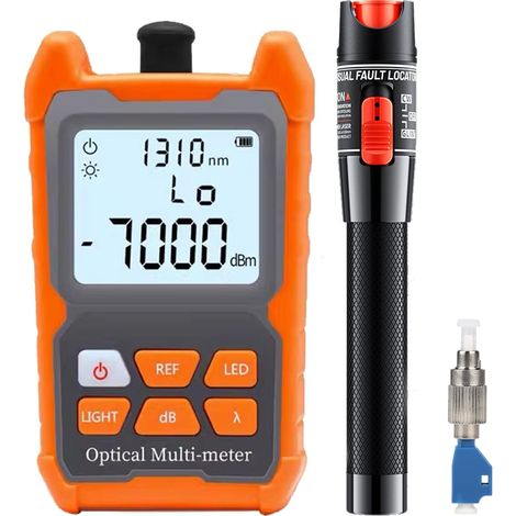 50mW Localisateur Visuel de Défauts, Photomètre Fibre Optique FTTH -70 dBm à +6 dBm, Testeur fibre optique avec Adaptateur FC-LC (1/5)