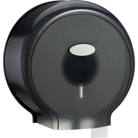 Jumbo Toilet Paper Roll Dispenser Punch Free Waterproof Wall Mount Single Tissue Holder for Bathrooms Transparent Black (1/2)
