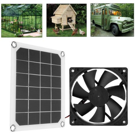 Ventilateur de Panneau Solaire, 6V 10W IP65 étanche Extérieur Panneau d'alimentation Solaire Ventilateur D'extraction USB Charge pour Poulailler à Effet de Serre (1/5)