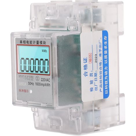 Compteur d'énergie intelligent avec écran LCD, moniteur de consommation d'énergie monophasé 2P 5A 60A 220V AC (1/5)