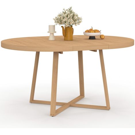SELMA tavolo da pranzo rotondo allungabile 4-8 persone effetto legno faggio 110-150 cm