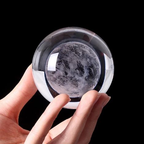 Boule de cristal, gravure laser, décoration de bureau