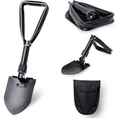 Noir - Mini Pelle Pliable et Portable multifonctionnelle Pelle Pliante Militaire Plus DE 30 MODÈLES Camping Plage Jardinage Voitu (1/4)