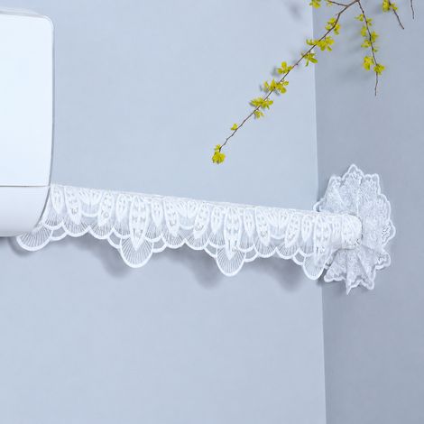Gaine décorative tissu dentelle modèle Lisa blanc, gaine longueur 80 cm et sticker cache-trou pour tuyau de climatiseur, 30 × 30 × 30 cm, 1 kg – Livraison gratuite