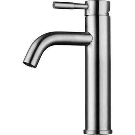 Robinet Lavabo Salle de Bain Moderne, Mitigeur Monocommande en Acier Inoxydable, Cartouche Céramique Silencieuse, Eau Chaude/Froide, Argent (1/4)