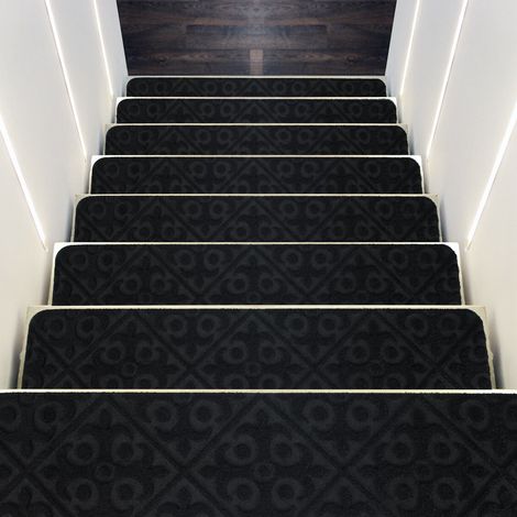 COSTWAY 15 PCS Stair Pads Set Carpet Stair Treads 76 x 20cm Non Slip Adhesive Step Mats (1/5)
