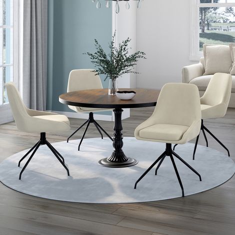 Lote de 4 sillones giratorios de terciopelo beige THALYA con reposabrazos