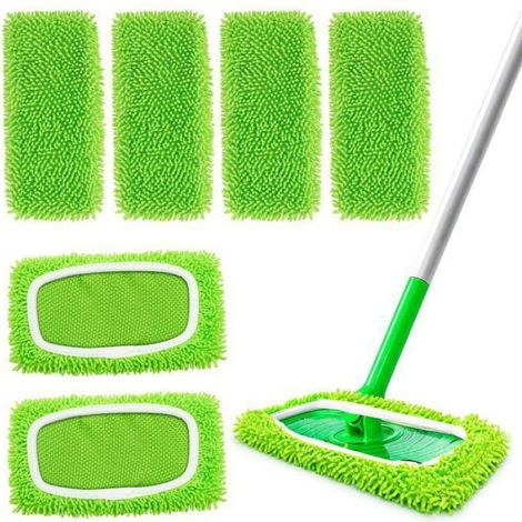 Chiffon Microfibre - Pour Balai Swiffer - Lavable et Réutilisable - Universel - 6 Pièces