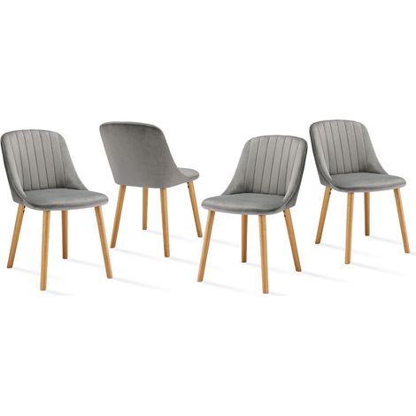 Goeurvant Moderne Esszimmerstühle mit dicker Sitzpolsterung, ergonomischer Rückenlehne und Holzbeinen, Stil und Komfort in einem - 4er Set - Hellgrau