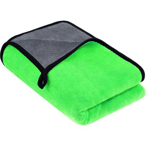 Chiffon Microfibre Séchage Voiture 90x60CM, 500GSM Serviette Super Absorban Chiffon de Nettoyage, XXL Chiffons de Polissage en Microfibre, pour Auto Moto Vitre Salle de Bain(Vert) (1/5)