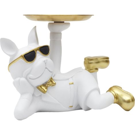Vide-Poche Statue "Bulldog" 27cm Blanc (1/5)