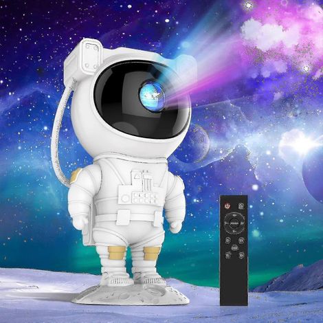 Projecteur de ciel étoilé astronaute avec galaxie, veilleuse, télécommande, USB, couleurs réglables, rotation à 360°, rechargeable. (1/5)