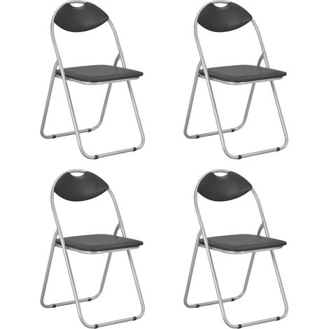 vidaXL Sillas plegables, 4 unidades, piel sintética negra (1/5)
