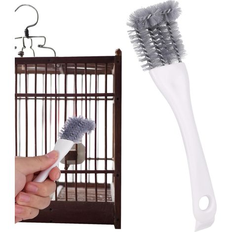 Bird Cage Cleaning Brush with Long Handle, Bird Cage Cleaner Durable Droppings Remover Tool Accessories for Pet Parrot Perches