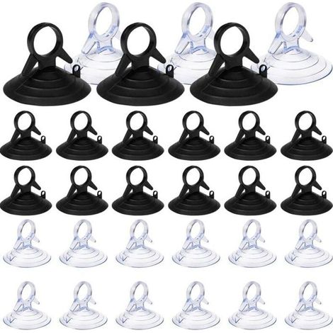 Lot de 60 ventouses en PVC transparent et noir, 45 mm – réutilisables pour pare-soleil, fenêtres et miroirs (1/5)