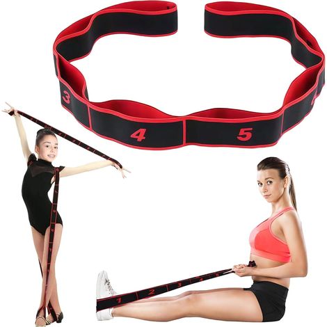 Ceinture de Yoga Elastique, Sangle de Elastique Extensible, Band D'étirement de Yoga avec 8 Boucles, Jambes Ceinture D'étirement des Ligaments pour l'Entraînement Danse Fitness (1/5)