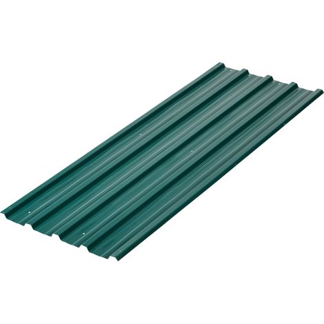 Lot de 12 plaques en acier galvanisé anti-rouille, vert, taille d'une plaque 129L x 45l cm (1/5)