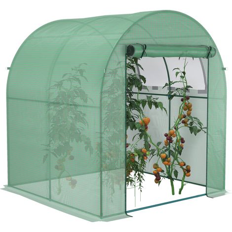 Serre de jardin, abri à plantes portable avec cadre en acier et bâche plastique, vert