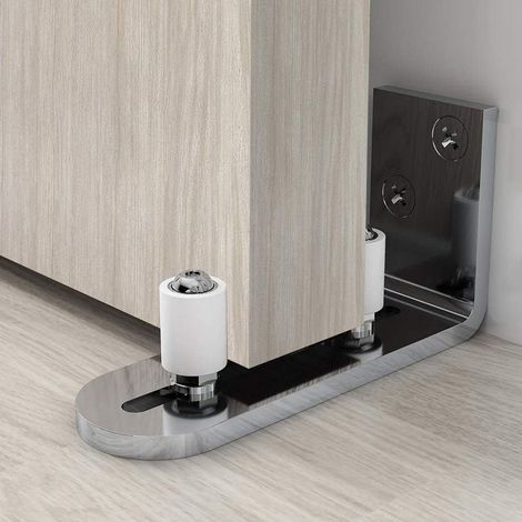 Ajustable Guide de Plancher Mur/porte Guide Inférieur Pour Porte en Bois Coulissante Acier inoxydable- Argenté (1/4)