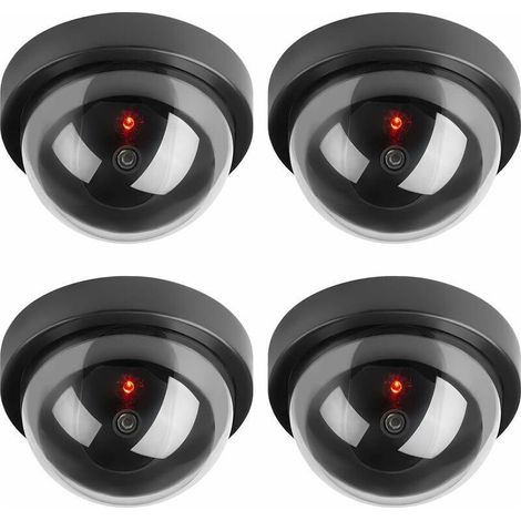 Caméras factices, Fausse de Sécurité Caméra Dôme CCTV avec LED Clignotant Lumière pour Les Entreprises Magasins Accueil, Usage Intérieur Extérieur (4 Pack) (1/5)