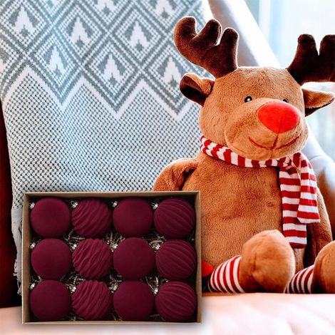 Lot de 12 décorations de Noël en velours floqué pour sapin de Noël, décorations de Noël neutres, décorations de Noël modernes floquées mates, boules floquées, ornement décoratif de Noël à suspendre, 8 (1/5)