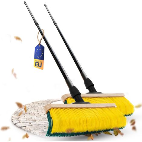 Balai à griffes Novaliv 2X avec manche 60cm, balai spécial à poils courbés - idéal comme balai de jardin, balai grattoir, balai pour gazon artificiel,