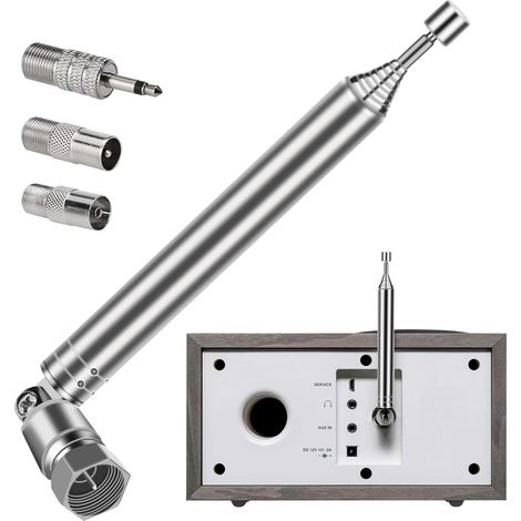 Antenne Radio FM Intérieur DAB 75 Ohms pour Système Stéréo Récepteur AV - Prise F vers 3,5 mm, F vers TV Mâle et Femelle
