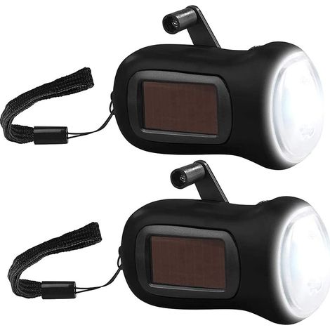 Linterna LED Manual, Linterna Solar y Manual Linterna de Emergencia Linterna Luz de Antorcha Excursionismo De Viaje Cámping Linterna (2 PCS) (1/5)
