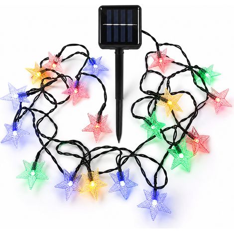 Guirlande Lumineuse LED Solaire Étoiles Multicolores, 100 Lumières pour Jardin, Camping et Extérieur (1/5)