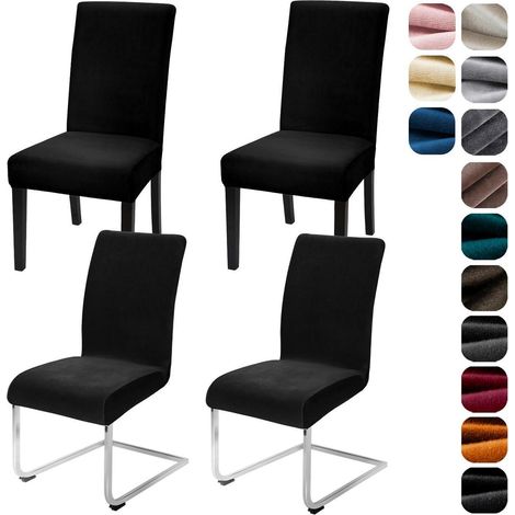Stuhlhussen 4er Set Samt Stretch Universalgröße für Esszimmerstühle, waschbar (1/5)