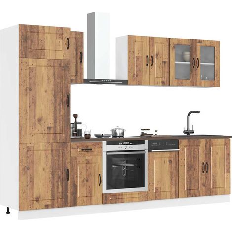 Mueble cocina Kalmar madera vieja 8 pzas madera contrachapada