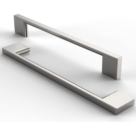 Poignées de meubles en acier inoxydable brossé - Ensemble de 5 pièces pour tiroirs, armoires et cuisines (argent, Espacement des trous 160 mm) (1/4)