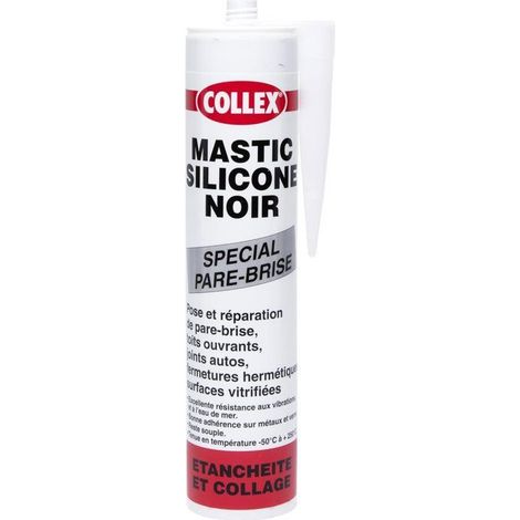 Silicona mástica negra - GEB - Collex - Especial para parabrisas, techos solares, juntas de autos, barcos - 310 ml
