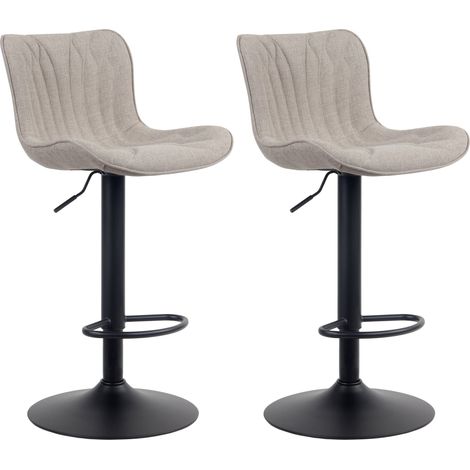 Set di 2 sgabelli da bar in tessuto tortora gambe in metallo nero girevoli ad altezza regolabile TDB10722