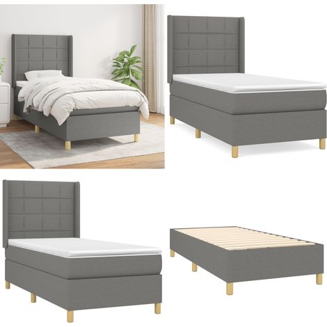 Boxspringbett mit Matratze Dunkelgrau 90x200 cm Stoff - Boxspringbett - Doppelbett - Bettenrahmen - Schlafsystem - Liegekomfort - Home & Living