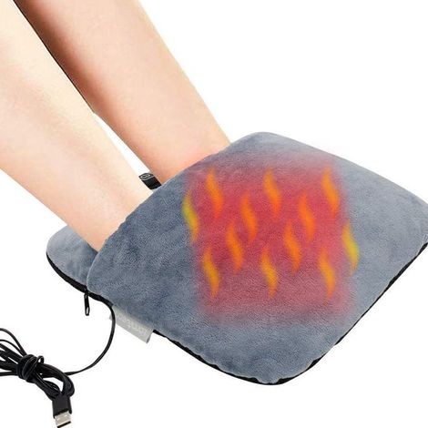 Chauffe-Pieds Electrique Chancelière Chauffante Coussin Chauffant Rapide Chauffe Pieds Chauffant USB en Flanelle Ultra Doux avec Fonction de Chauffage et de Massage par Vibration