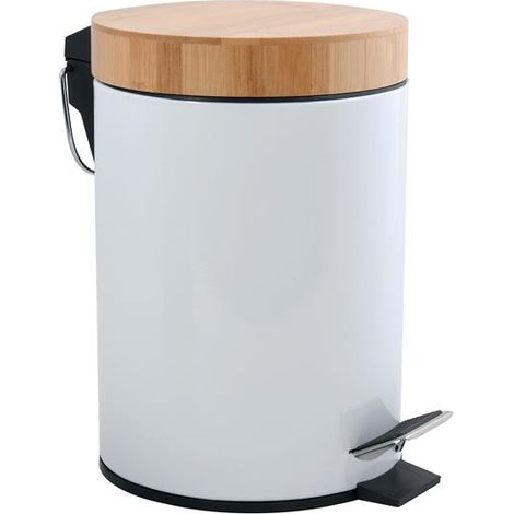 Abfalleimer Aza 3l Weiß mit Bambusdeckel - Msv (1/5)